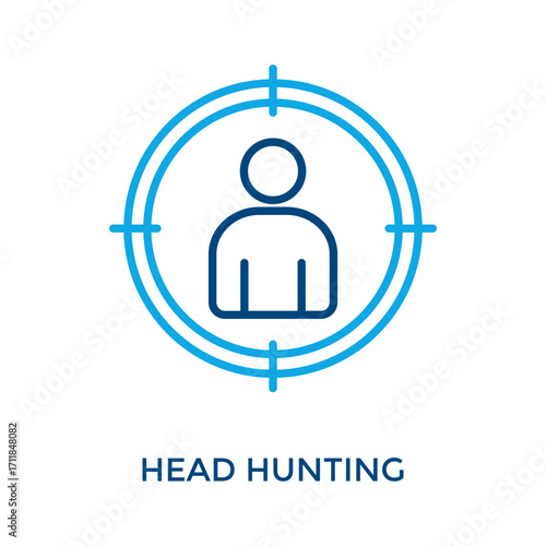 Head Hunting Icon Outline Color Style. Vector Illustration For Graphic Design