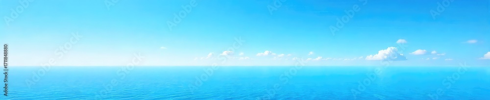Obraz premium Vast expanse of untouched azure, a brilliant, cloudless blue sky stretching to the horizon Perfect for backgrounds, travel, nature, or serenity themes , perspective, sun, landscape