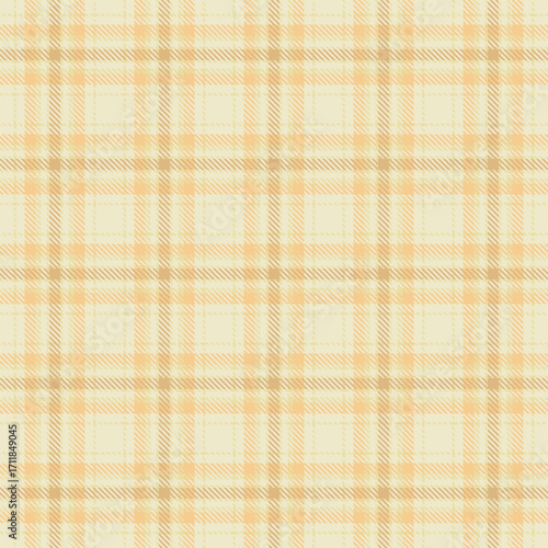 Plain fabric background textile, hunter plaid texture seamless. Tracery pattern check tartan vector in light and amber colors.