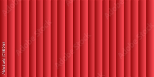 Red velvet stage curtain with striped fabric pattern. striped pattern. A vivid red-to-orange glass gradient. geometric ripple effects, and high contrast. Futuristic and vibrant design. translucent 