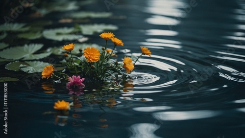yellow flower in water
