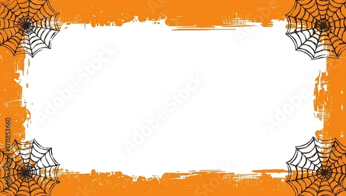 Halloween Spiderwebs Border Orange Background