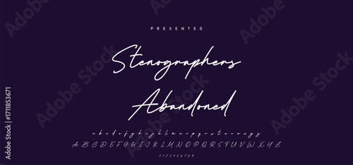 Hand drawn calligraphic vector font. Distress grunge texture. Modern script calligraphy type. ABC typography latin alphabet.