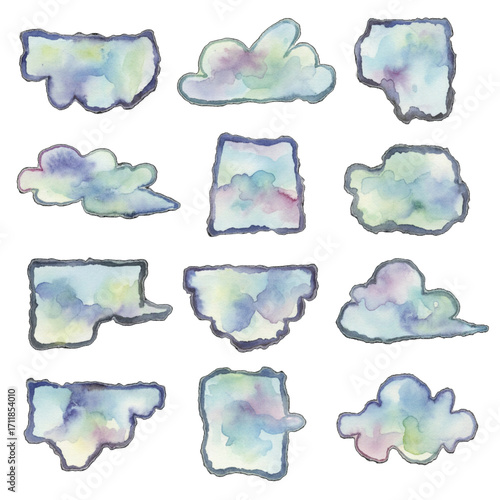 Wet of abstract watercolour items