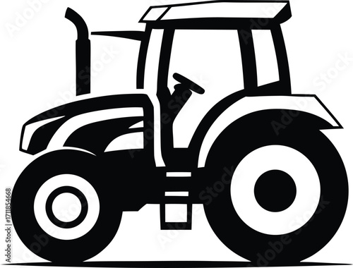 Black and White Tractor Icon Vector