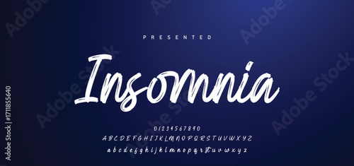 Hand drawn calligraphic vector font. Distress grunge texture. Modern script calligraphy type. ABC typography latin alphabet.