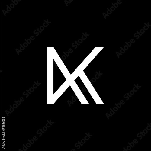 A bold and modern monogram of letters K and A. This unique, clean design conveys power and sophistication, ideal for professional and premium brands.
