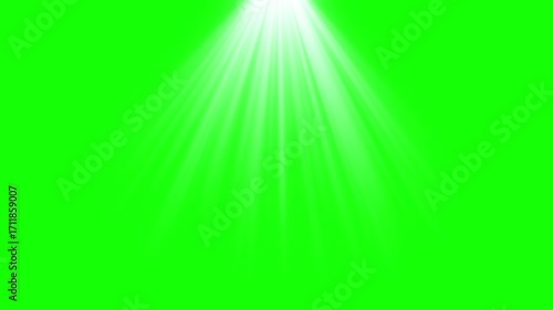 Bright Light rays animation effect on green screen background motion graphics 4k Loopable Video. Twinkle stars light on green screen background. Top right side sun rays on green screen. 