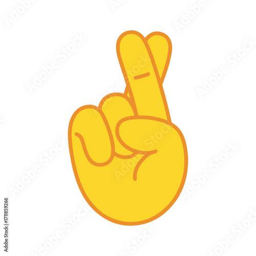 crossed fingers hand emoji vector icon