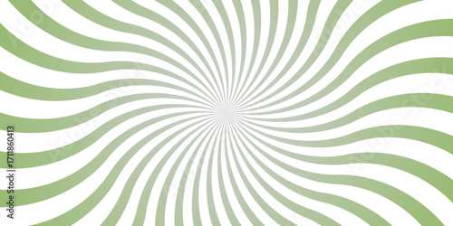 Green and white swirling radial burst pattern with gradient effect abstract background design vector