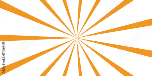 Orange Sunburst Rays Radiating Outward From Center Against White Background Graphic Design Element abstract
