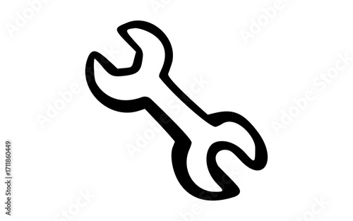  Hand Drawn Outline of an Adjustable Wrench or Tool Icon
