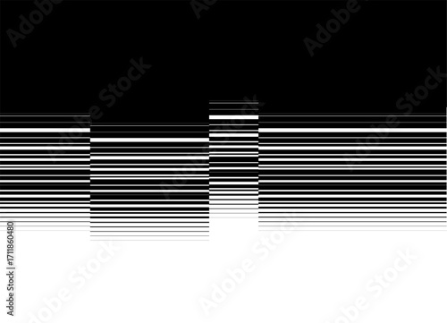 Vector transition from black to white. Striped vector background from straight lined lines. Separation of design for covers, advertising, packaging. Modern horizontal pattern