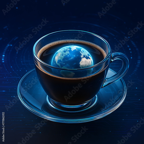 未来のコーヒーカップと地球 / Futuristic Coffee Cup with Earth