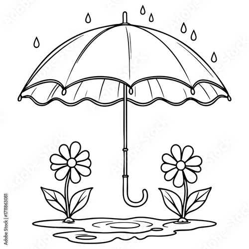 Umbrella with flowers coloring