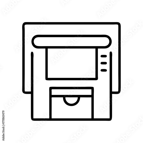 Line art icon of an atm machine isolated on transparent background