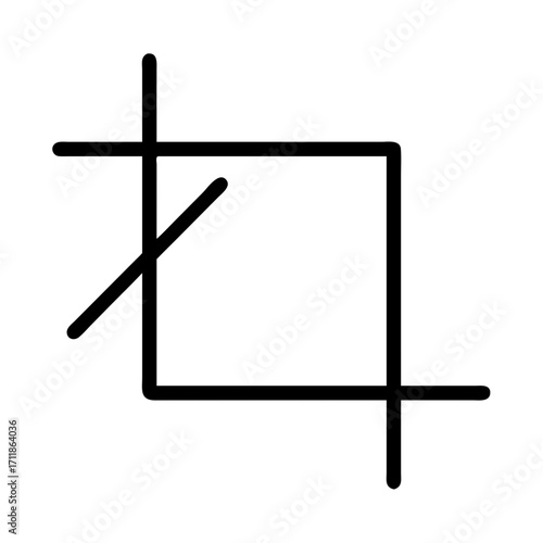 Simple black crop tool icon isolated on transparent background