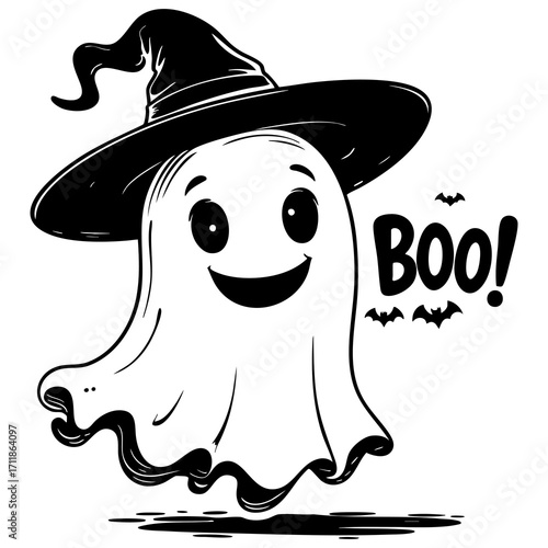 Ghost with boo text