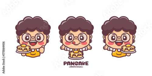 cartoon mascot vector illustration with pancake