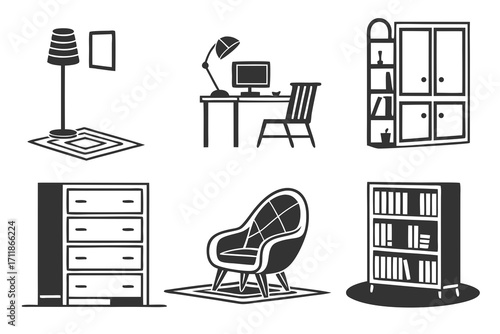 Collection of Modern Home Furniture Icons.