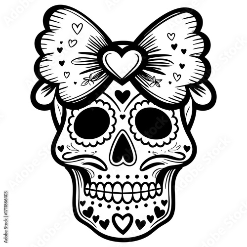 Sugar Skull with Bow