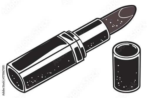 Dark Lipstick and Cap Illustration.
