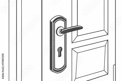 Detailed Illustration of a Door Handle and Lock.