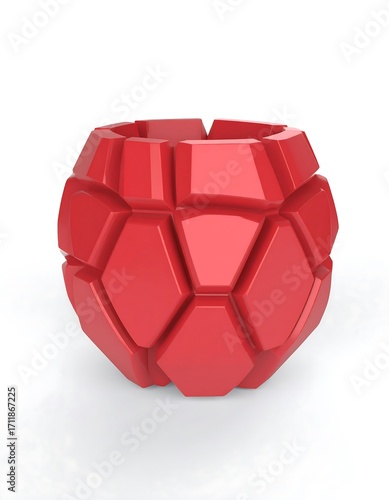 Red geometric planter, abstract design
