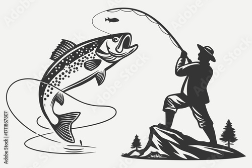 Fisherman Catches Large Trout in Dramatic Leap.