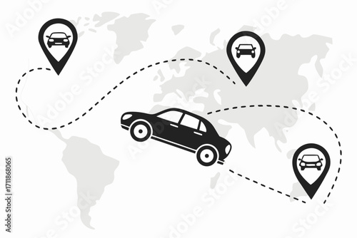Global Car Travel and Navigation Concept.