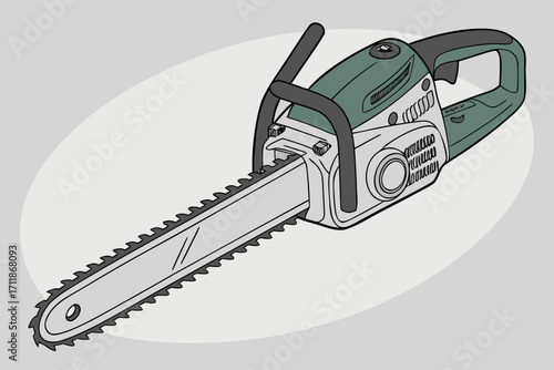 Green Chainsaw Tool Illustration 1.