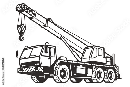 Heavy Duty Mobile Crane Truck Illustration.