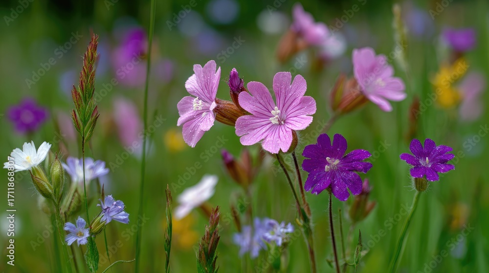 Fototapeta premium Colorful wildflowers in meadow