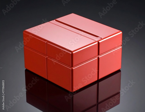 Red gift box, glossy finish