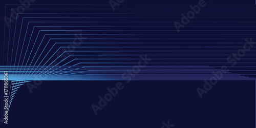 Abstract glowing wave lines on dark blue background. Dynamic wave pattern. Modern flowing wavy lines. Futuristic technology concept. Suit for banner, poster, cover, brochure, flyer, website