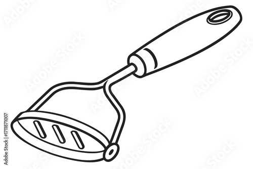Simple Line Drawing of a Potato Masher.
