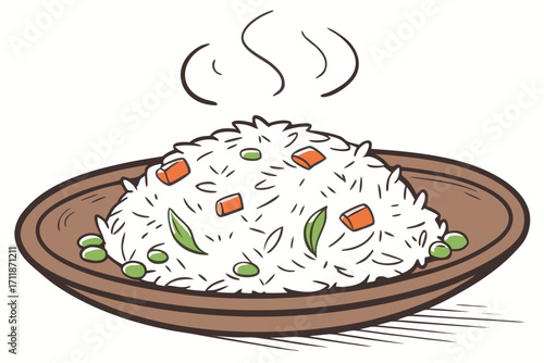Steaming Bowl of Delicious Vegetable Fried Rice.