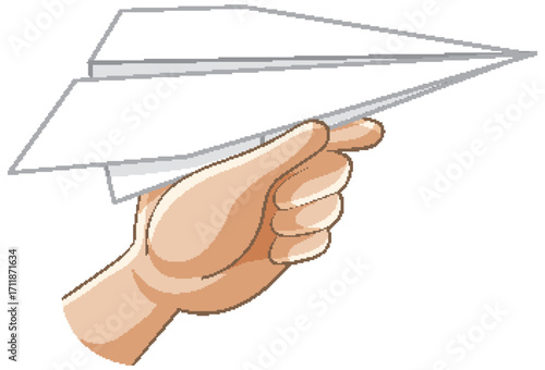 Hand Holding Paper Airplane Ready to Launch