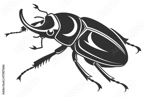 Stylized Black Rhinoceros Beetle Silhouette.