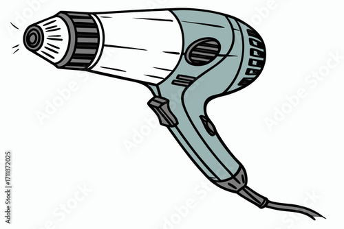 Stylized Illustration of a Teal Hair Dryer.