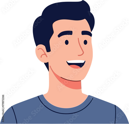 Smiling young man with dark hair looking forward with a friendly expression