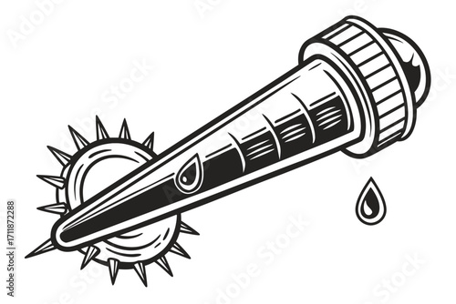 Tattoo Machine Needle Dropping Ink.