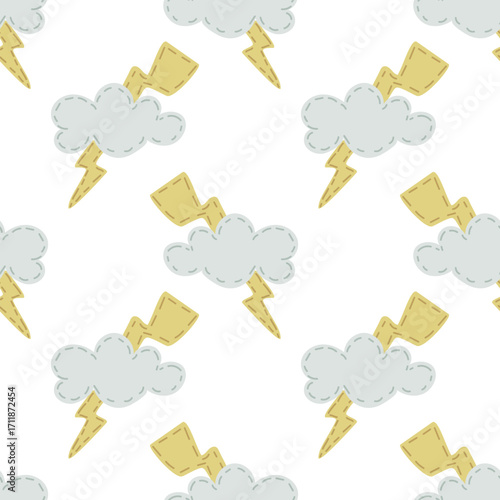 Pattern soft cloud-shaped pillow with zipper. Handmade nature theme. Flat color seamless texture. Cute decor in children's room. Love, comfort, and care for children. Packaging for children's products