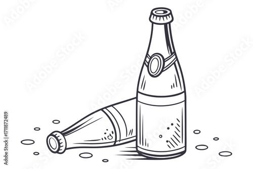 Two HandDrawn Bottles of Beverage.