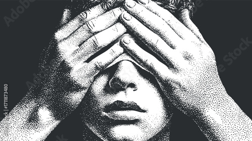A person covering their face with hands, expressing emotions of anxiety and vulnerability.