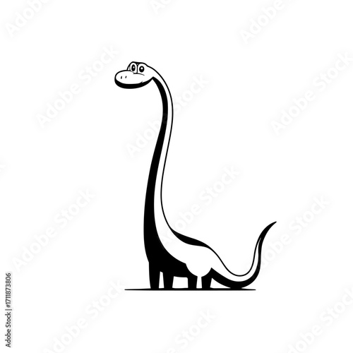 Diplodocus. Diplodocus simple black and white line art vector logo