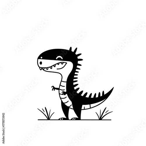 Allosaurus. Allosaurus simple black and white line art vector logo