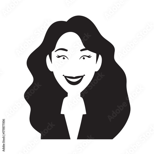 Beautiful Woman in Formal Dress Black and White Illustration Vector Art Design