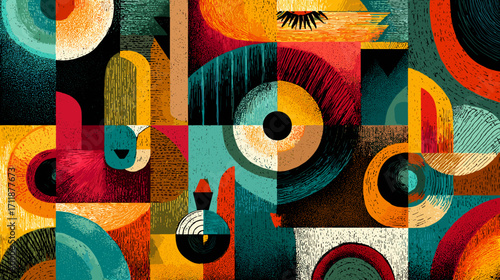 Vibrant abstract geometric composition