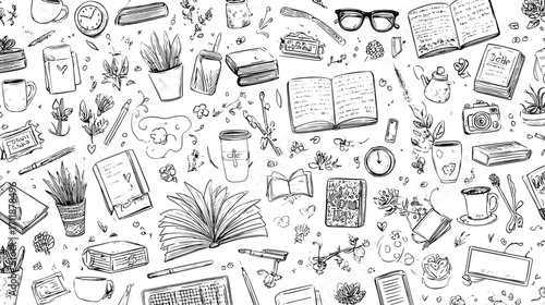 Hand-drawn stationery pattern